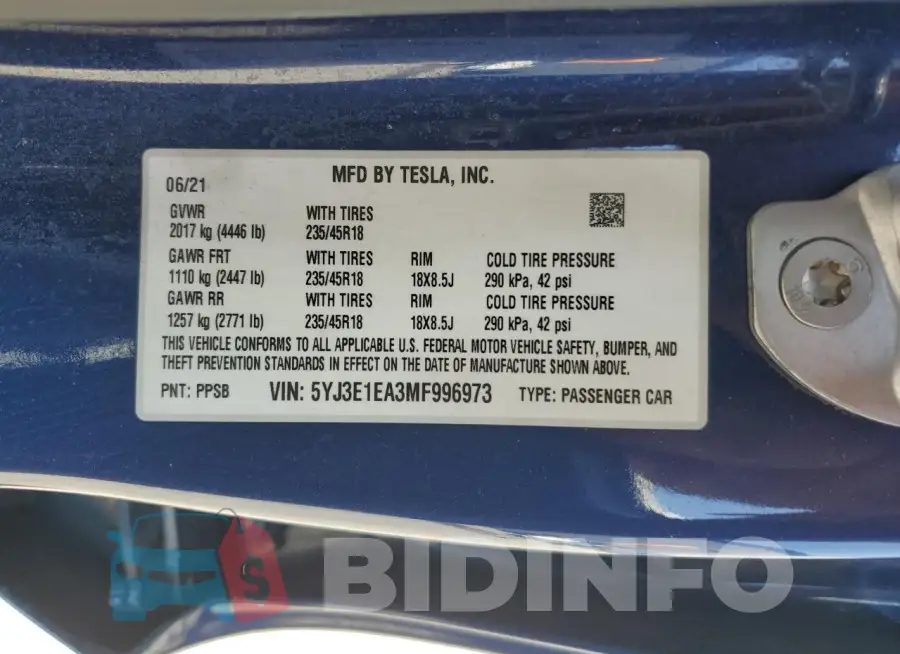 5YJ3E1EA3MF996973 Photo# 12