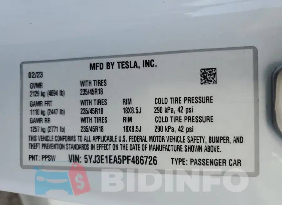 5YJ3E1EA5PF486726 Photo# 13