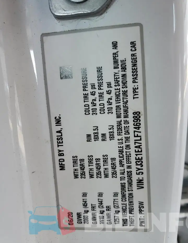 5YJ3E1EA7LF746988 Photo# 12