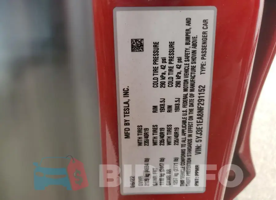 5YJ3E1EA8NF291152 Photo# 13