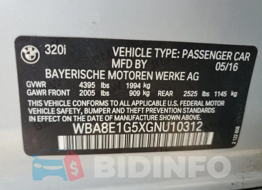 WBA8E1G5XGNU10312 Photo# 12
