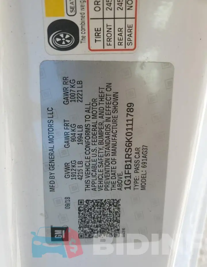 1G1FB1RS6K0111789 Photo# 13