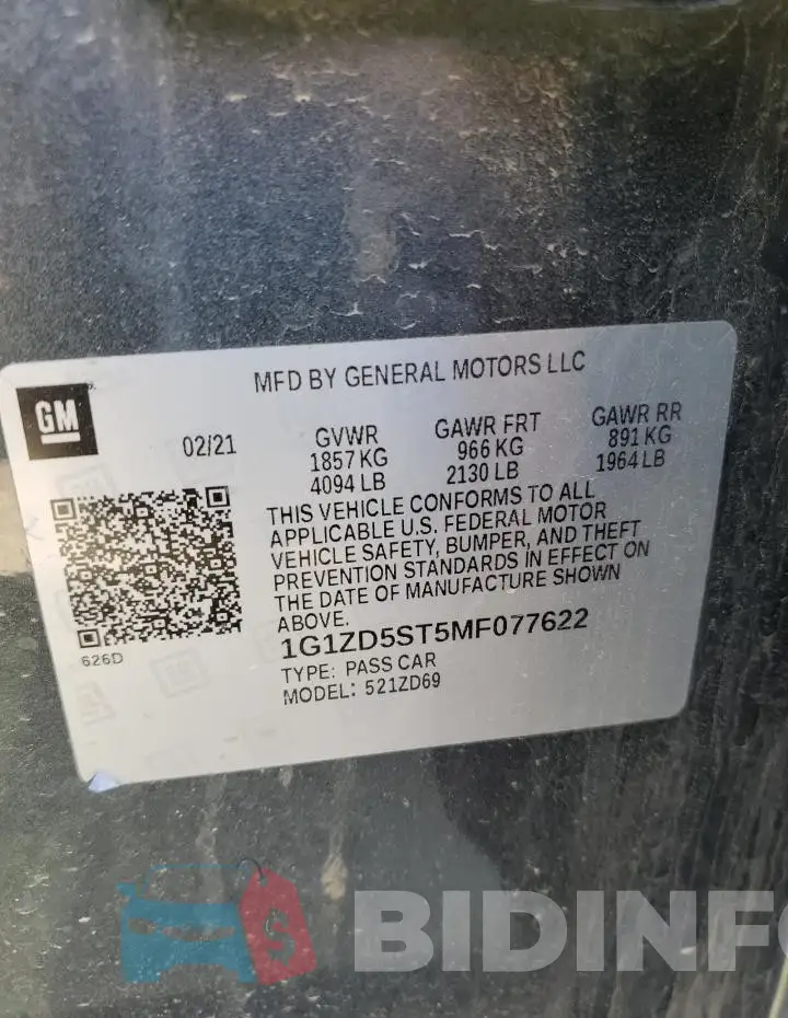 1G1ZD5ST5MF077622 Photo# 13