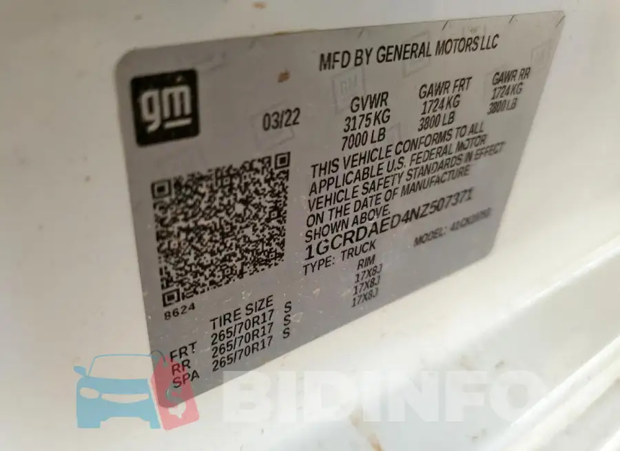 1GCRDAED4NZ507371 Photo# 12