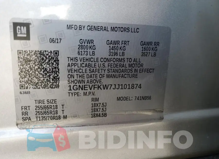 1GNEVFKW7JJ101874 Photo# 12