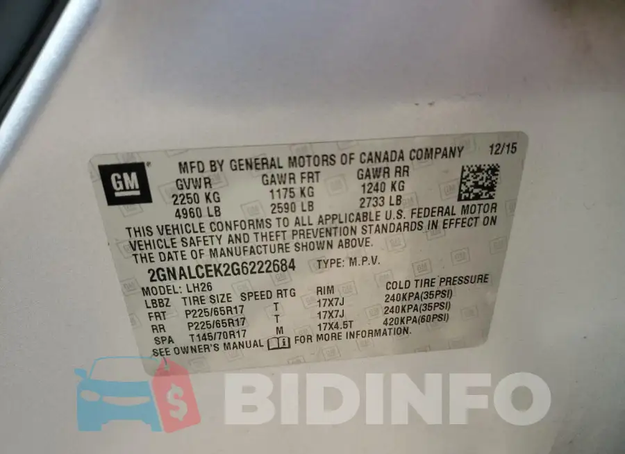2GNALCEK2G6222684 Photo# 13