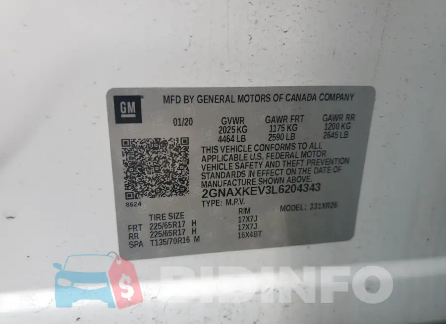 2GNAXKEV3L6204343 Photo# 13