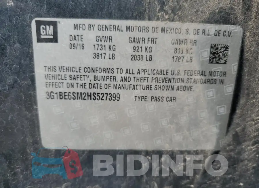 3G1BE6SM2HS527399 Photo# 13