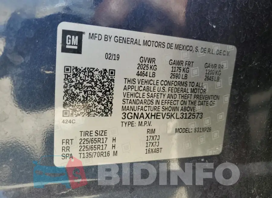 3GNAXHEV5KL312573 Photo# 13