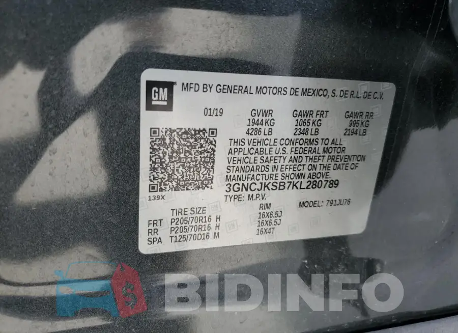 3GNCJKSB7KL280789 Photo# 12