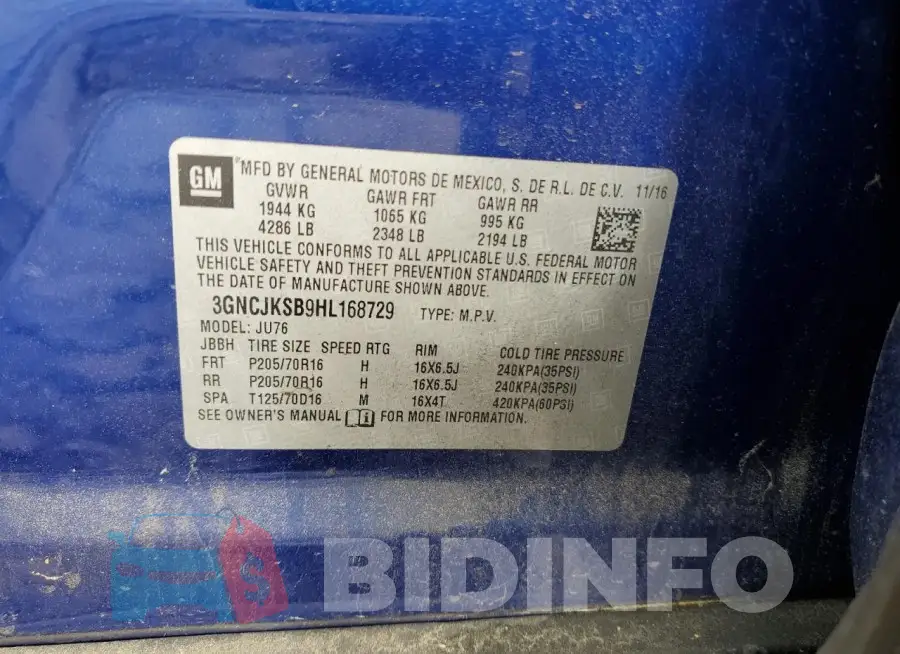 3GNCJKSB9HL168729 Photo# 13