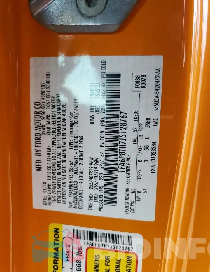 1FA6P8TH7J5128767 Photo# 12
