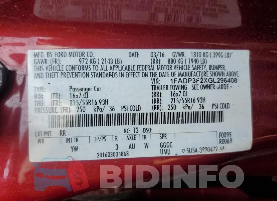 1FADP3F2XGL296408 Photo# 12