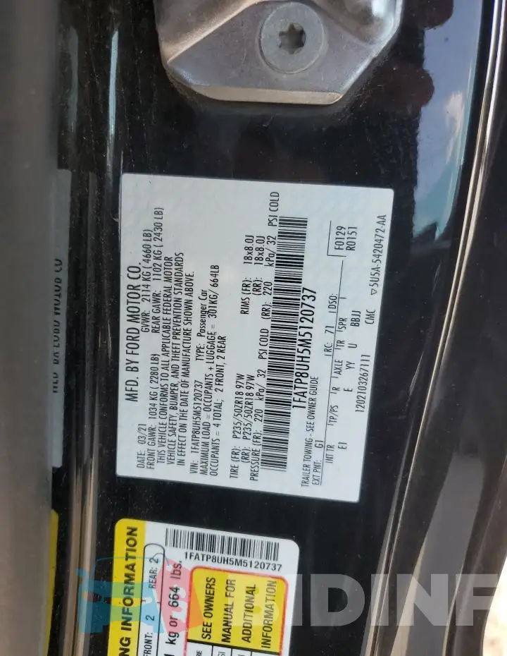 1FATP8UH5M5120737 Photo# 13