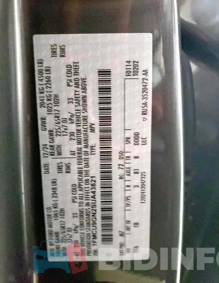 1FMCU9GN2SUA43821 Photo# 14