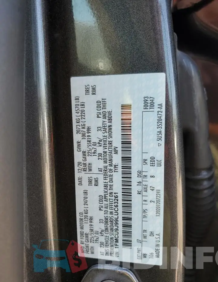 1FMCU9J99LUC63261 Photo# 13