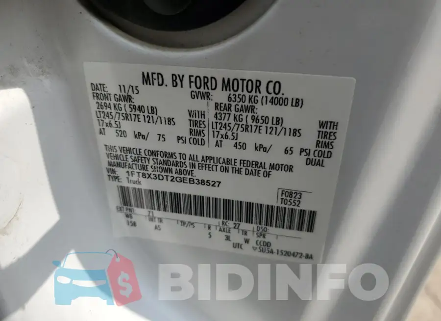 1FT8X3DT2GEB38527 Photo# 12