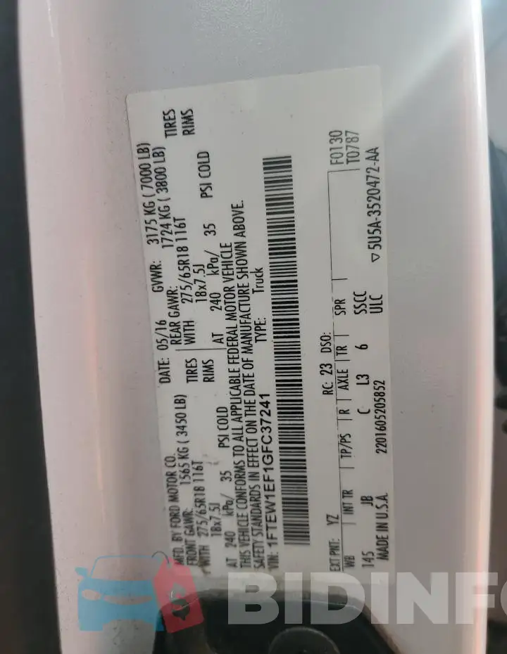 1FTEW1EF1GFC37241 Photo# 12