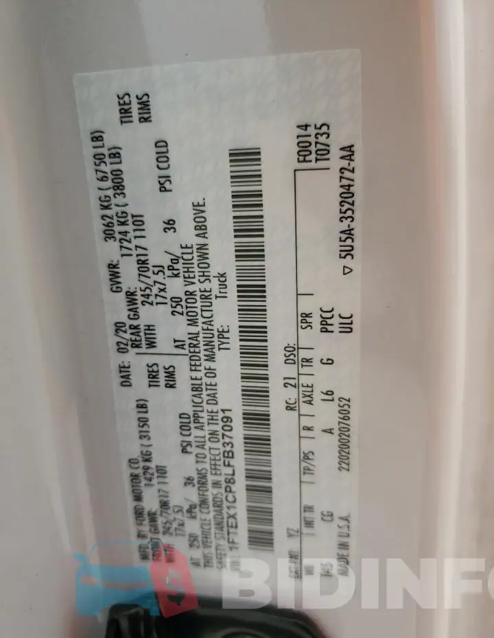 1FTEX1CP8LFB37091 Photo# 13
