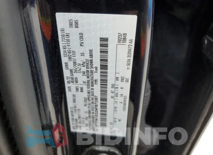 1FTFW1ED2NFB73307 Photo# 12