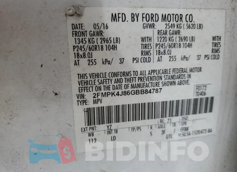 2FMPK4J86GBB84787 Photo# 13
