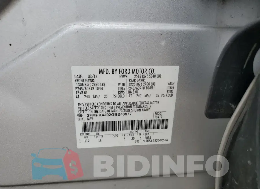 2FMPK4J92GBB48877 Photo# 13