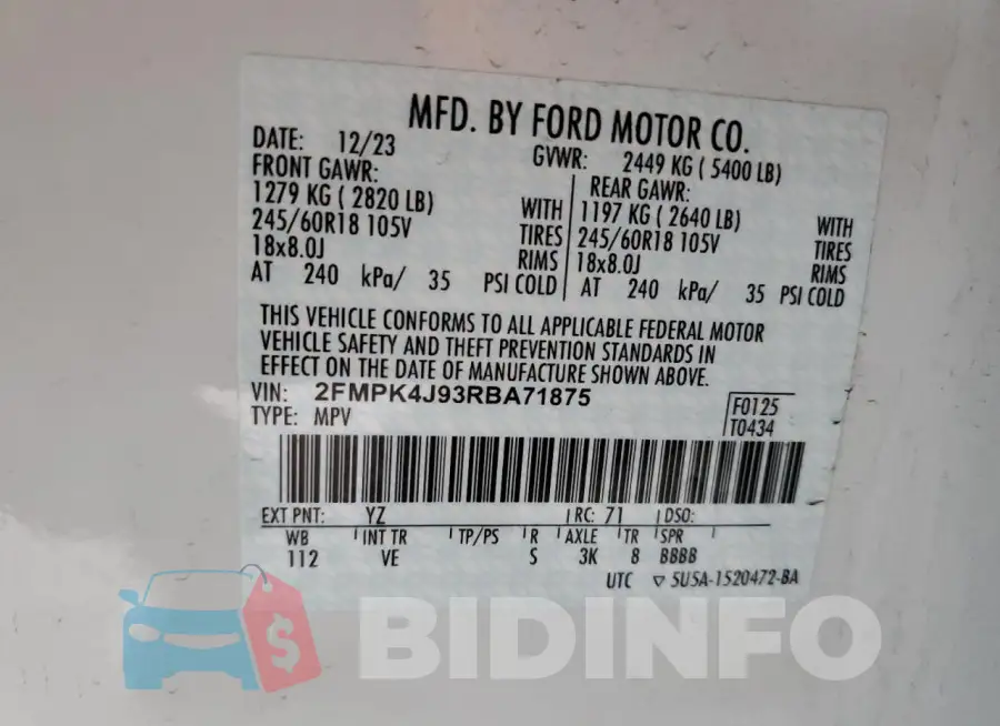 2FMPK4J93RBA71875 Photo# 13
