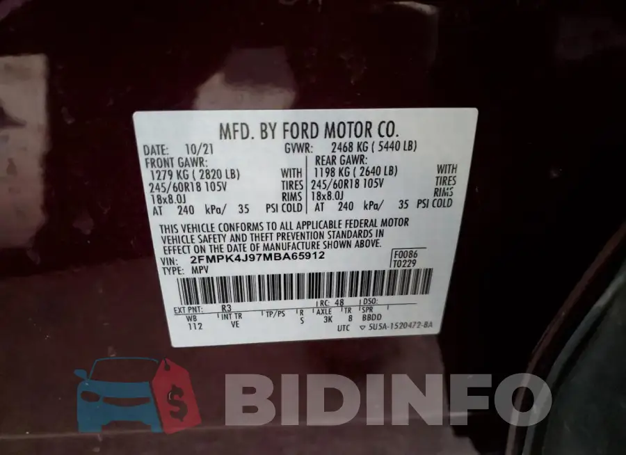 2FMPK4J97MBA65912 Photo# 13