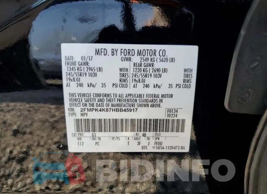 2FMPK4K87HBB45917 Photo# 13