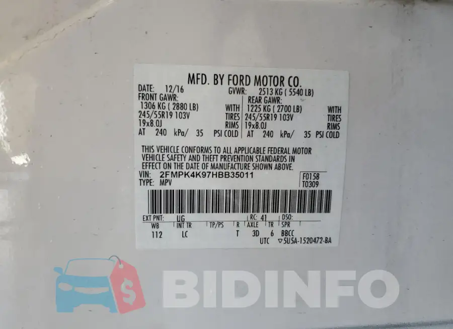 2FMPK4K97HBB35011 Photo# 13