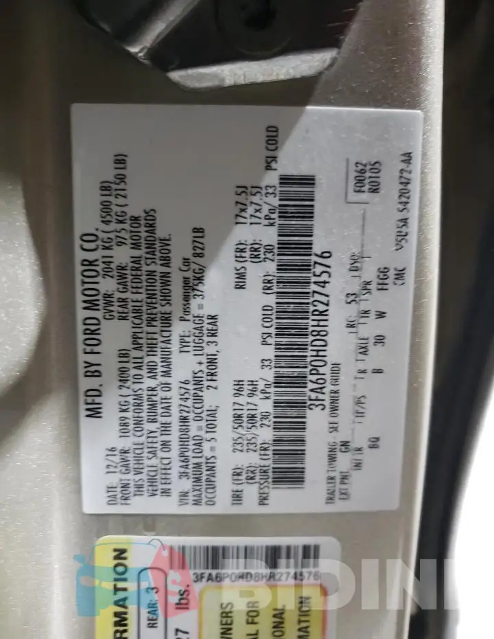 3FA6P0HD8HR274576 Photo# 12