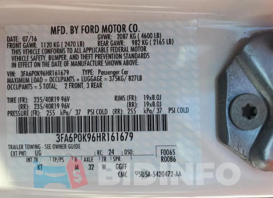 3FA6P0K96HR161679 Photo# 12