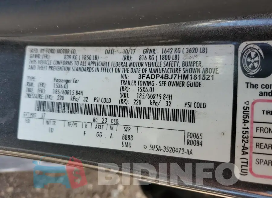 3FADP4BJ7HM161521 Photo# 12