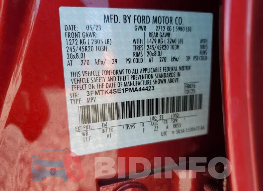 3FMTK4SE1PMA44423 Photo# 13