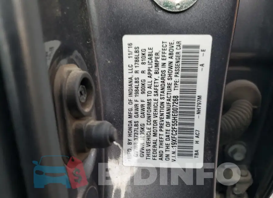 19XFC2F55HE007268 Photo# 12