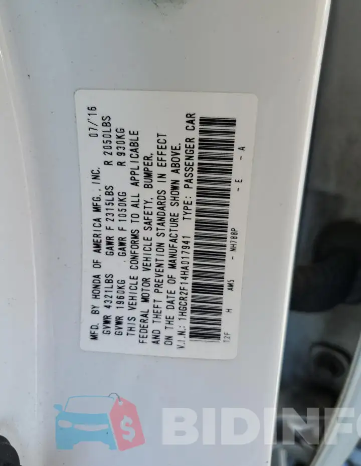 1HGCR2F14HA017941 Photo# 12