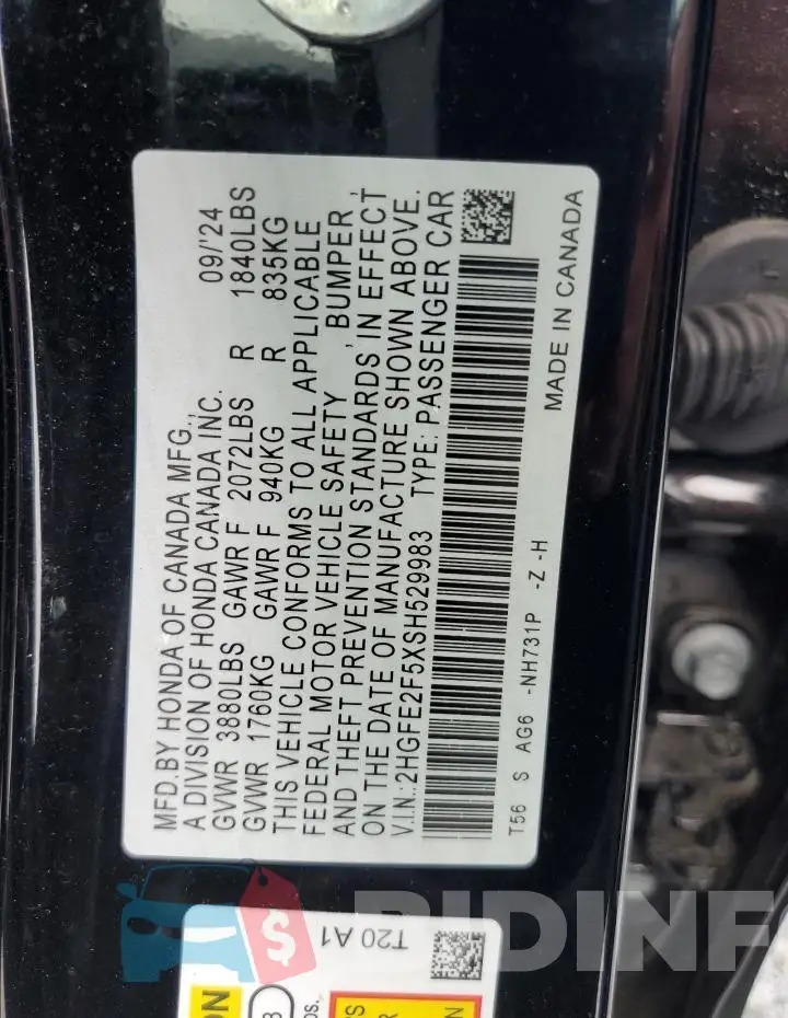 2HGFE2F5XSH529983 Photo# 12