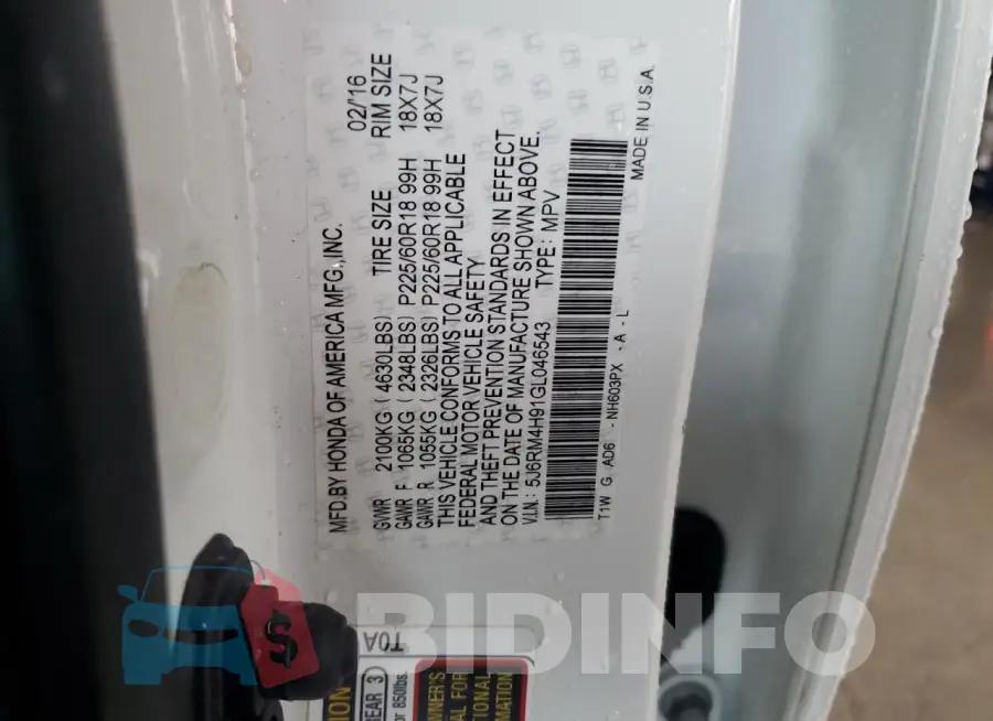 5J6RM4H91GL046543 Photo# 13