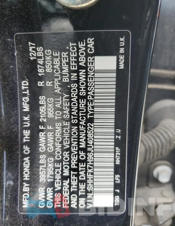 SHHFK7H96JU408522 Photo# 12