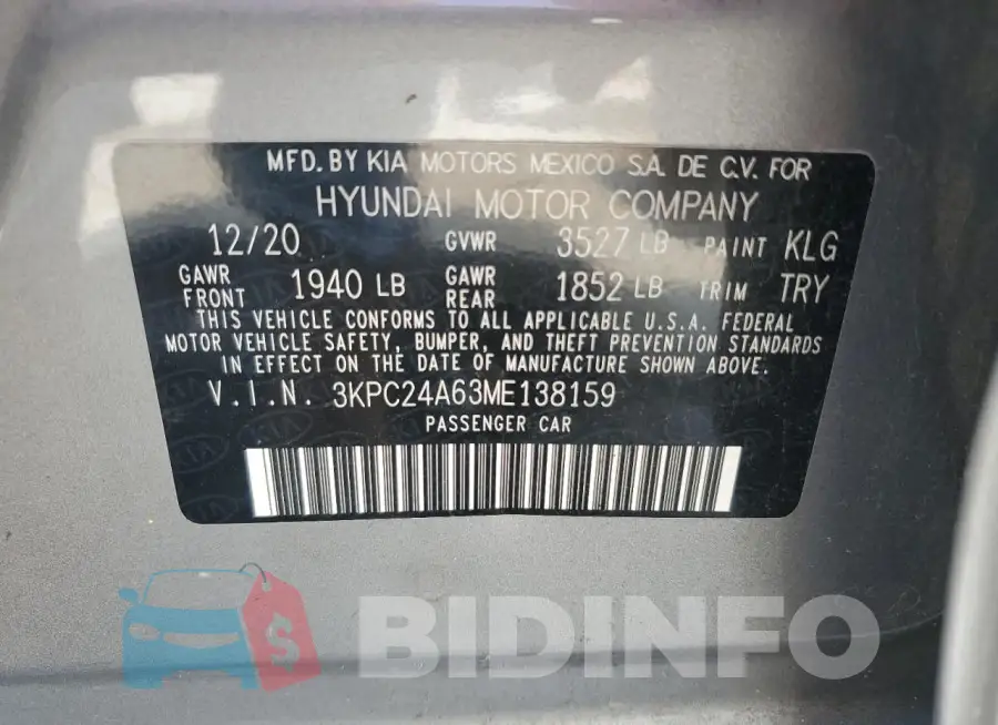 3KPC24A63ME138159 Photo# 13
