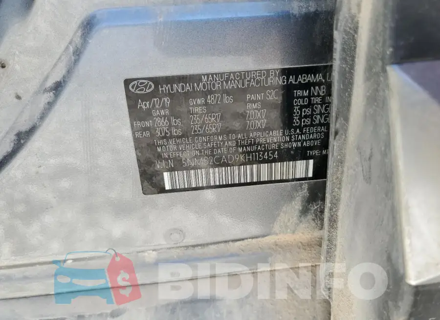 5NMS2CAD9KH113454 Photo# 13