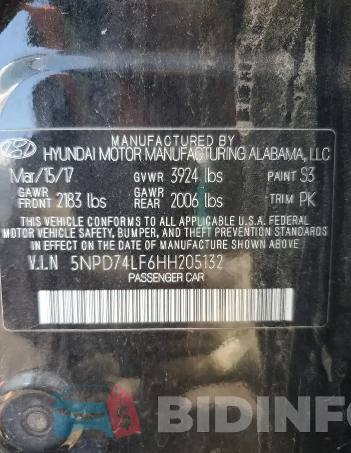 5NPD74LF6HH205132 Photo# 12