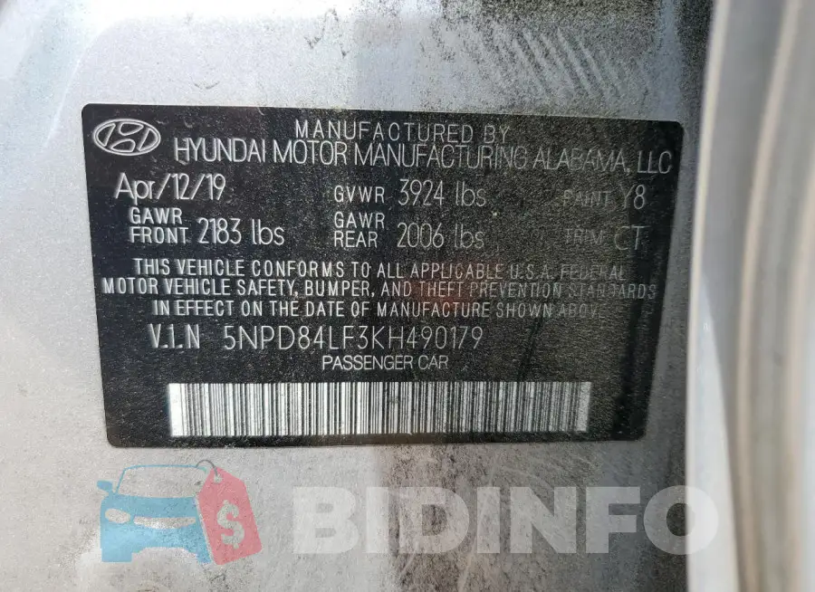 5NPD84LF3KH490179 Photo# 12