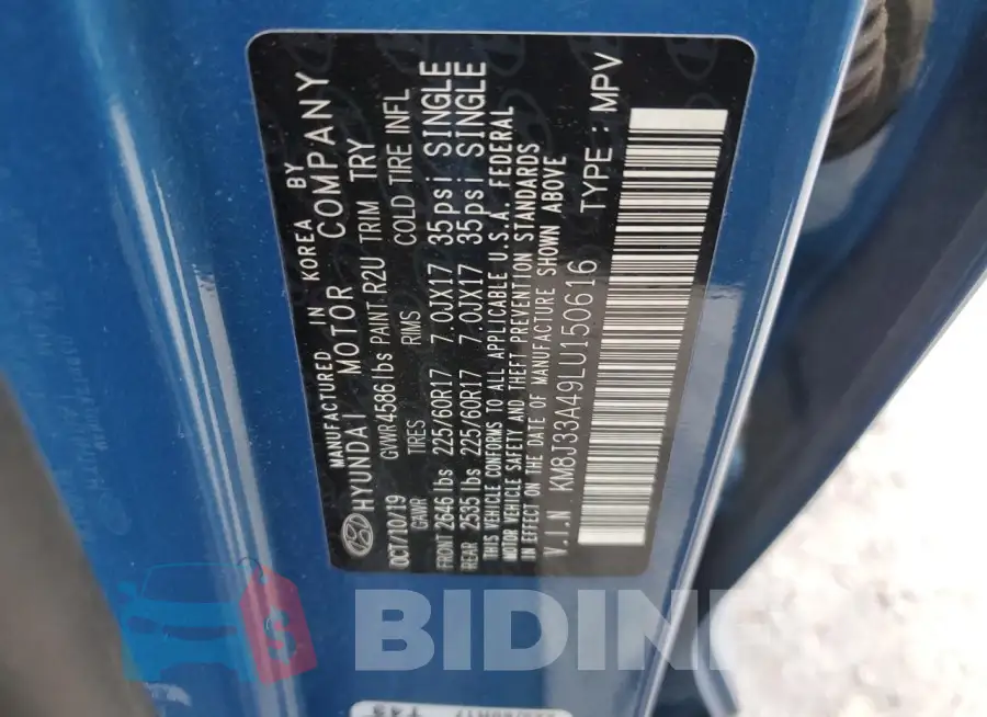 KM8J33A49LU150616 Photo# 14