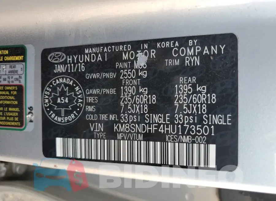 KM8SNDHF4HU173501 Photo# 13