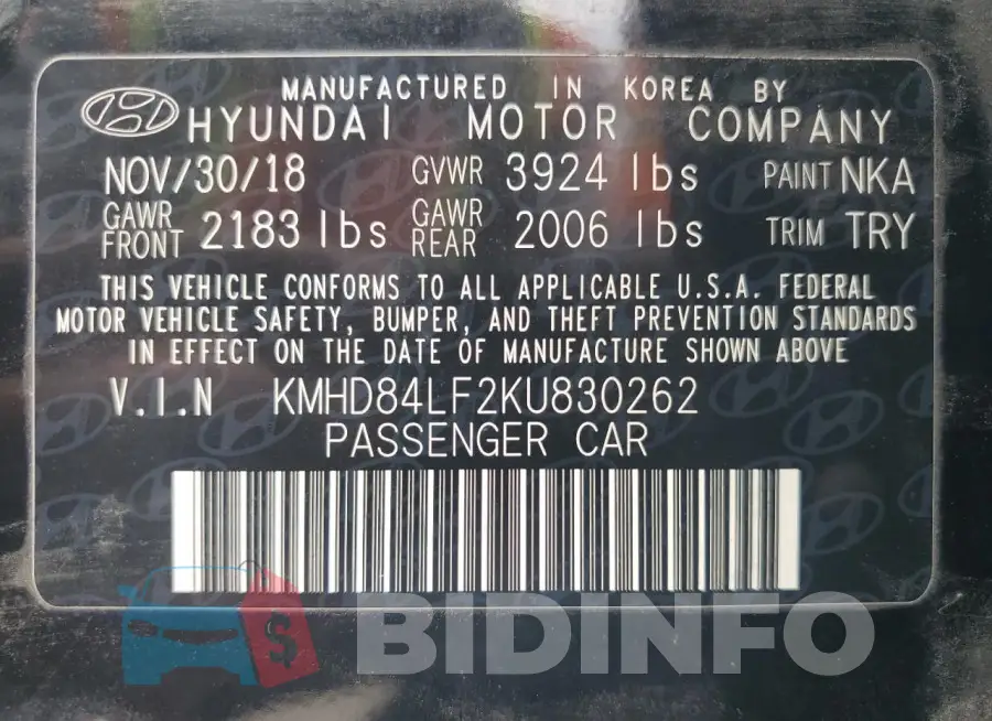 KMHD84LF2KU830262 Photo# 13
