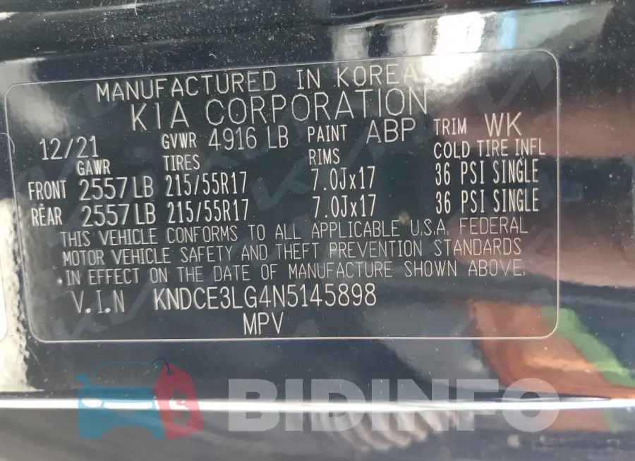 KNDCE3LG4N5145898 Photo# 12