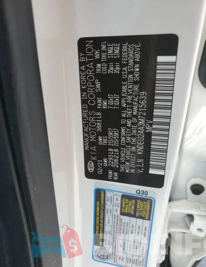 KNDEU2AA3M7215639 Photo# 13