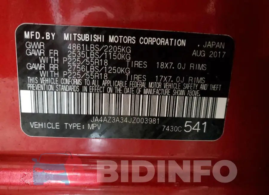 JA4AZ3A34JZ003981 Photo# 13