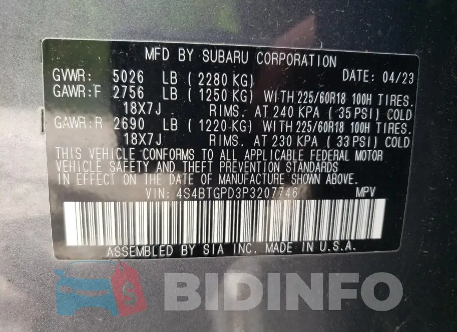 4S4BTGPD3P3207746 Photo# 13